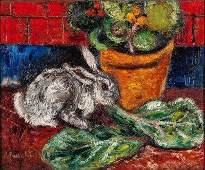 Menchu Gal. Escena de interior con conejo, 1949